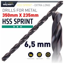 Alpen HSS Drill Bit 6.5mm 350x235mm Extra Long
