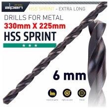 Alpen HSS Drill Bit 6mm 330x225mm Extra Long