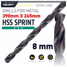 Alpen HSS Drill Bit 8mm 390x265mm Extra Long