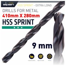 Alpen HSS Drill Bit 9mm 410x280mm Extra Long