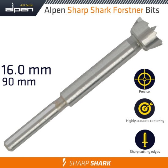 Alpen Forstner Drill Bit Sharp Shark 16Mm - Click Image to Close