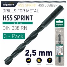 Alpen HSS Sprint Drill Bit 2.5mm 3/Pack