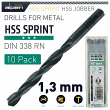 Alpen HSS Sprint Drill Bit 1.3mm Bulk Ind.Pack