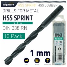 Alpen HSS Sprint Drill Bit 1.0mm Packet Of 10 For Module