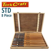 Tork Craft Chisel Set Wood Turning 8 Piece Std Wooden Case