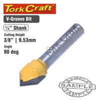 Tork Craft Router Bit V Groove 90 Degree 3/8"