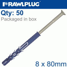 RAWLPLUG Nyl Frame Fixing S-Steel + Csk Screw 8.0Mmx80Mm X50 -Box