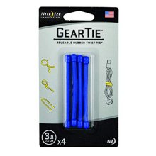 Nite Ize Gear Tie Reusable Rubber Twist Tie 3 In .- 4 Pack - Blue