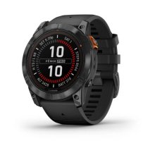 Garmin fenix 7X Pro, Solar Edition - Slate Gray Stainless Steel with Black Silicone Band