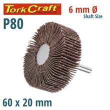 Tork Craft Flap Wheel 60 X 20 X 6mm Shaft 80 Grit Per Each (20 Per Box)