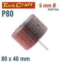 Tork Craft Flap Wheel 80 X 40 X 6mm Shaft 80 Grit Per Each (6 Per Box)