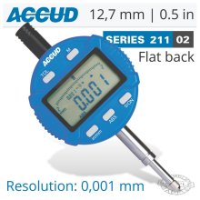 Accud Digital Indicator Flat Back 12.7mm/0.5"