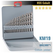 Alpen Cobalt Drill Bit Set 19 Piece 1-10 X 0.5mm In Metal Case