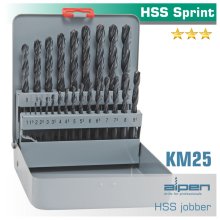 Alpen HSS Sprint Drill Bit Set 25 Piece 1-13mm X 0.5 In Metal Case
