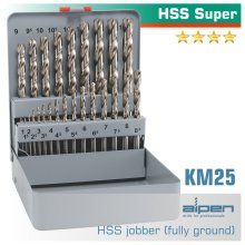 Alpen Super Drill Bit Set 25 Piece 1-13mm X 0.5 In Metal Case