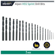 Alpen HSS Sprint Drill Bit Set 19 Piece 1.0-10.0mm X 0.5mm In Plastc Case