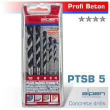 Alpen Concrete Profi Beton Drill Bit 5 Piece Set 4 5 6 8 10 Mm