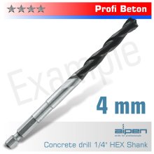 Alpen Concrete Profi Beton Drill Bit 4mm Hex Shank