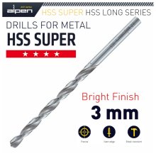 Alpen HSS Super Drill Bit Long 3 X 100mm Pouch