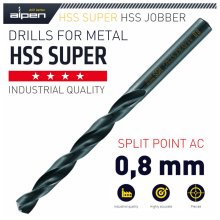 Alpen HSS Super Drill Bit 0.8mm Bulk Ind. Pack
