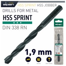Alpen HSS Sprint Drill Bit 1.9mm 1/Pack