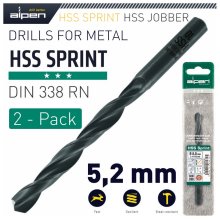 Alpen HSS Sprint Drill Bit 5.2mm 2/Pack