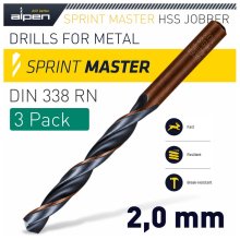 Alpen Sprint Master Din 338 2.0mm 3/Pack