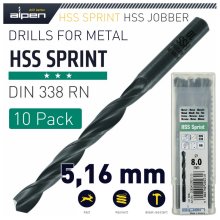 Alpen HSS Sprint Drill Bit 5.16mm Bulk Ind.Pack