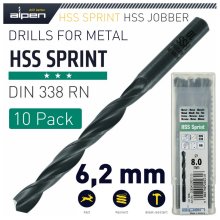 Alpen HSS Sprint Drill Bit 6.2mm Bulk Ind.Pack
