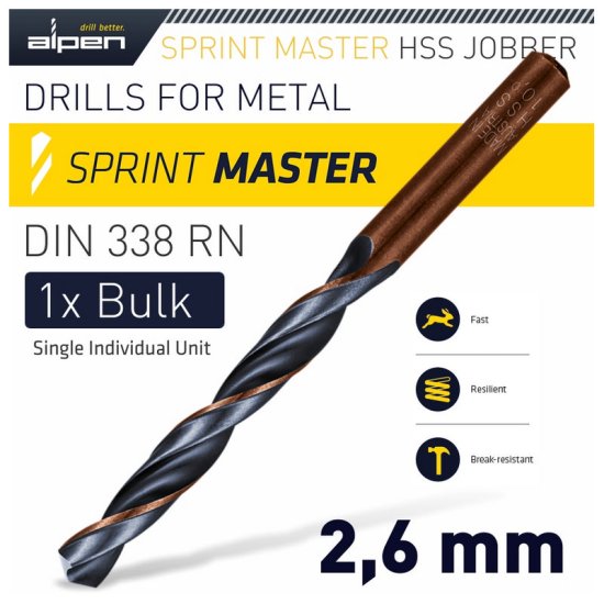 Alpen Sprint Master 2.6mm Din 338 - Click Image to Close
