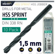 Alpen HSS Sprint Drill Bit 1.5mm Packet Of 10 For Module