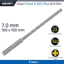 Alpen Force X 7.0 X 160/100 Sds-Plus Drill Bit X4 Cutting Edges
