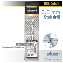 Alpen Cobalt Drill Bit Short Pouch 8.0mm