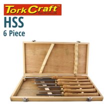 Tork Craft Chisel Set Wood Turning HSS 6 Piece Wooden Case