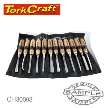 Tork Craft Chisel Set Wood Carving 12piece In Leather Pouch
