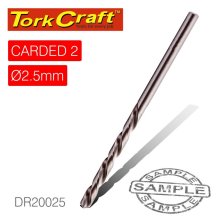 Tork Craft Drill Bit HSS Industrial 2.5mm 135deg 2/Card