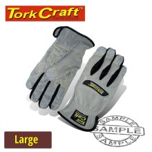Tork Craft Mechanics Glove Large Synthetic Leather Palm Spandex Back