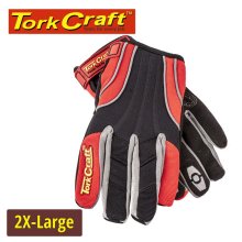 Tork Craft Mechanics Glove 2x Large Synthetic Leather Reinforced Palm Spandex Red