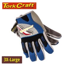 Tork Craft Mechanics Glove 3xl Large Synthetic Leather Palm Air Mesh Back Blue