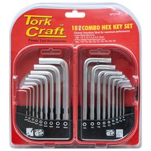 Tork Craft 18 Pce Combo Hex Key Chrome Vanadium Set