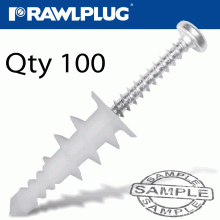 RAWLPLUG Nyl Self Drilling Fixing+Screws X14Mmx22Mm X100-Box