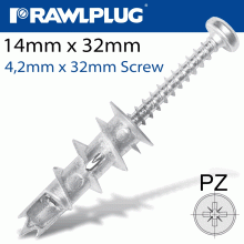 RAWLPLUG Metal Self Drilling Fixing+Screws 14Mmx32Mm X100-Box