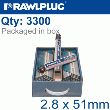 RAWLPLUG Nail Hot Dip Clipped 2.8Mmx51Mm X3300-Box Paper Collated 50 Mic