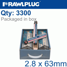 RAWLPLUG Nail Hot Dip Clipped 2.8Mmx63Mm X3300-Box Paper Collated 50 Mic