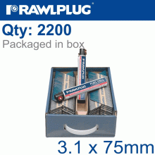 RAWLPLUG Nail Hot Dip Clipped 3.1Mmx75Mm X2200-Box Paper Collated 50 Mic