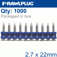 RAWLPLUG Pins For Concrete 2.7Mmx22Mm X1000 Per Box + 1 Fuel Cell