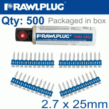 RAWLPLUG Pins For Concrete 2.7Mmx27Mm X500 Per Box + 1 Fuel Cell