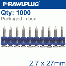 RAWLPLUG Pins For Concrete 2.7Mmx27Mm X1000 Per Box + 1 Fuel Cell