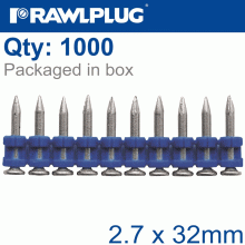 RAWLPLUG Pins For Concrete 2.7Mmx32Mm X1000 Per Box + 1 Fuel Cell