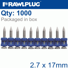 RAWLPLUG Pins For Concrete 2.7Mmx17Mm X1000 Per Box + 1 Fuel Cell